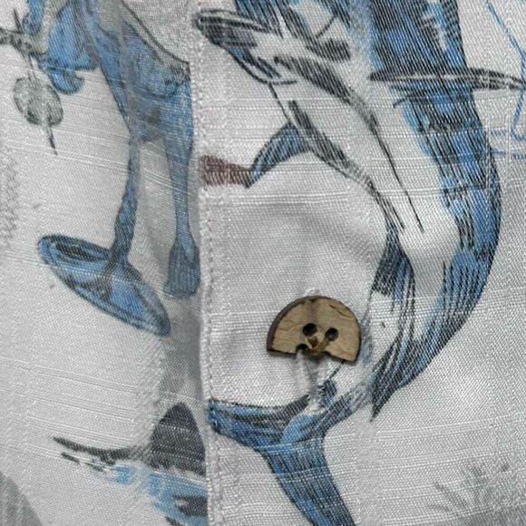 Joe Marlin Shirt Mens XL Gray Blue Marlin Mermaid Print Short Sleeve Button Down - Picture 10 of 14